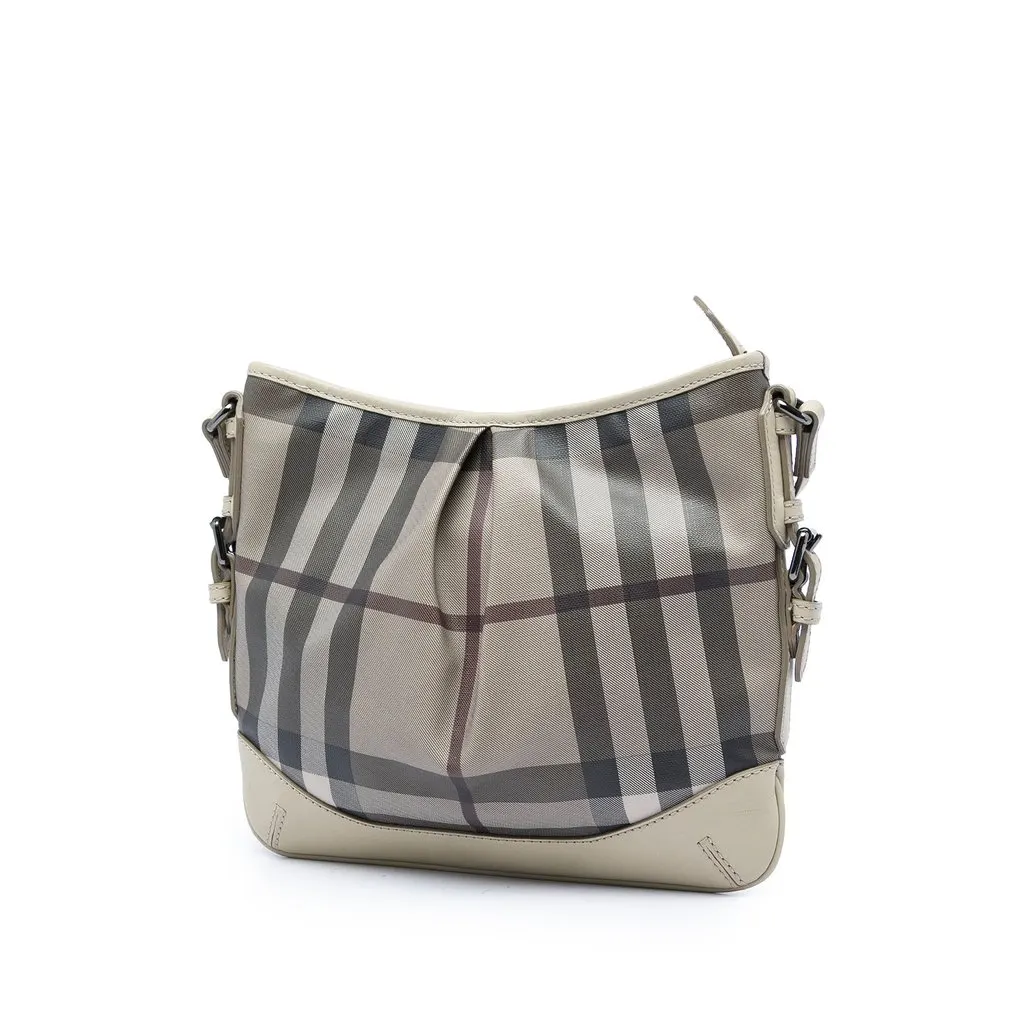 Burberry Smoke Check Coated Canvas Hartham Crossbody Beige Very good - Back View