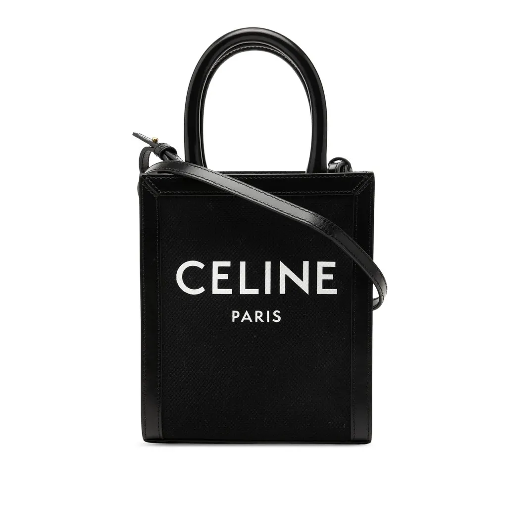 Celine Mini Canvas Vertical Cabas Tote Black Very good - Front View