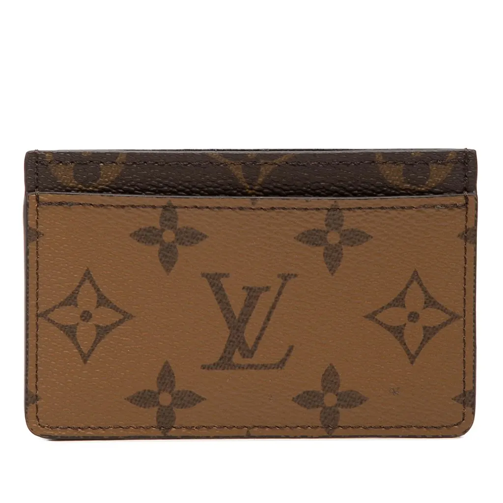 Louis Vuitton Monogram Reverse Card Holder Brown Very good - Front View