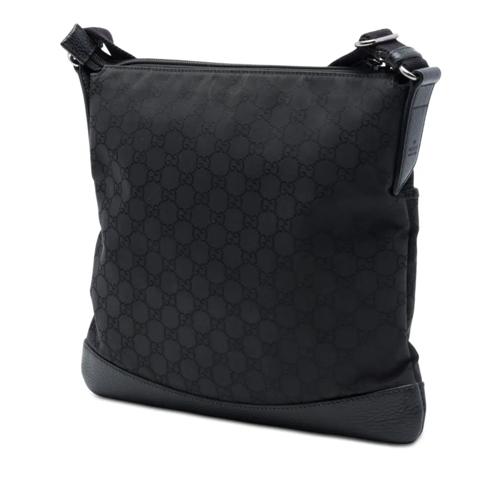 Gucci GG Nylon Flat Messenger Bag Black Very good - Back View