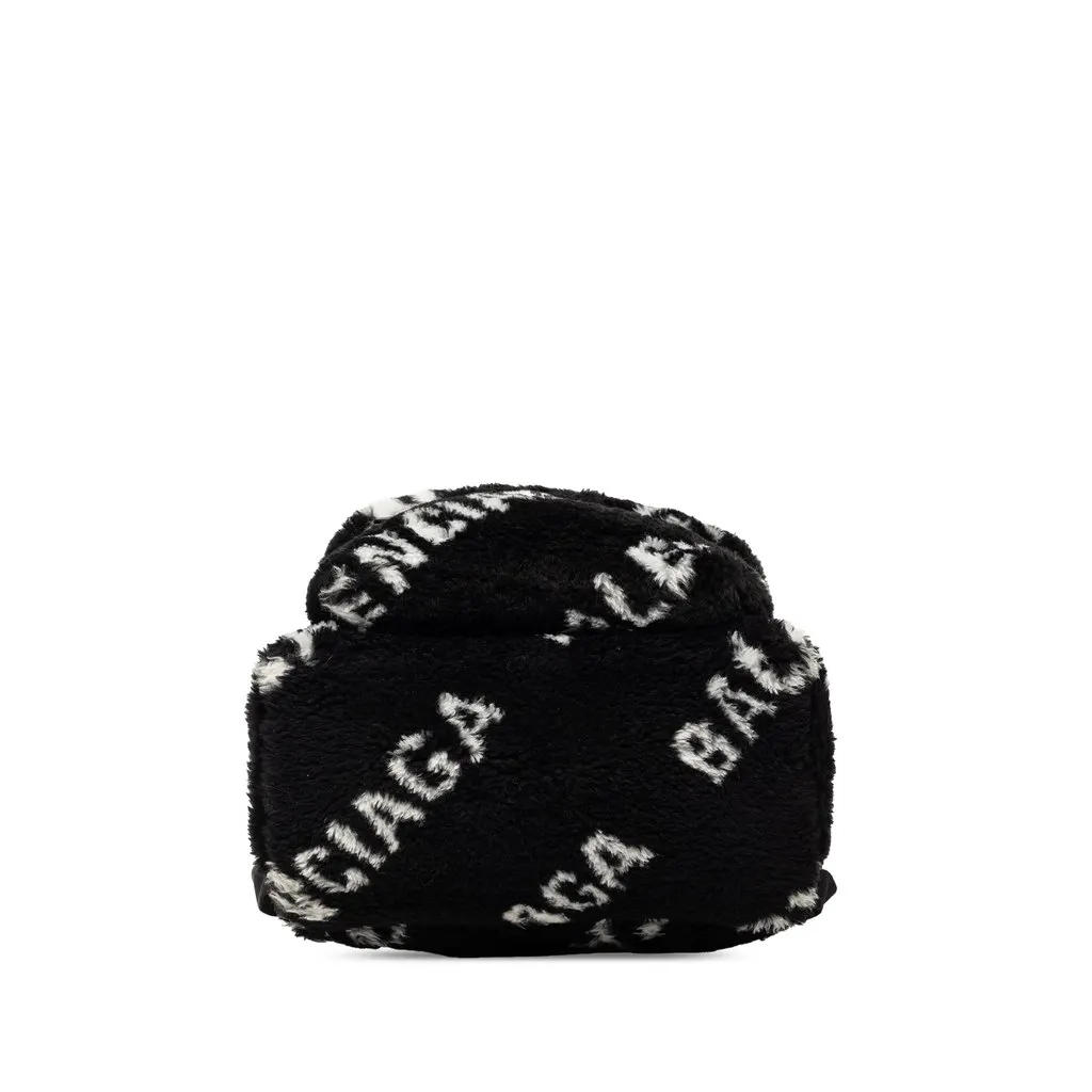 Balenciaga Small Faux Fur Diagonal Logo Everyday Backpack Black Very good - Inside View