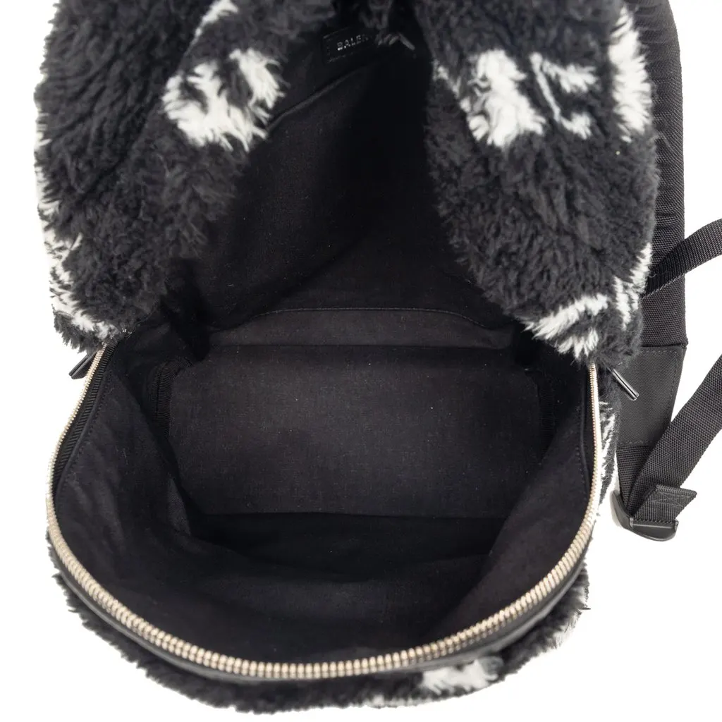 Balenciaga Small Faux Fur Diagonal Logo Everyday Backpack Black Very good - Model View