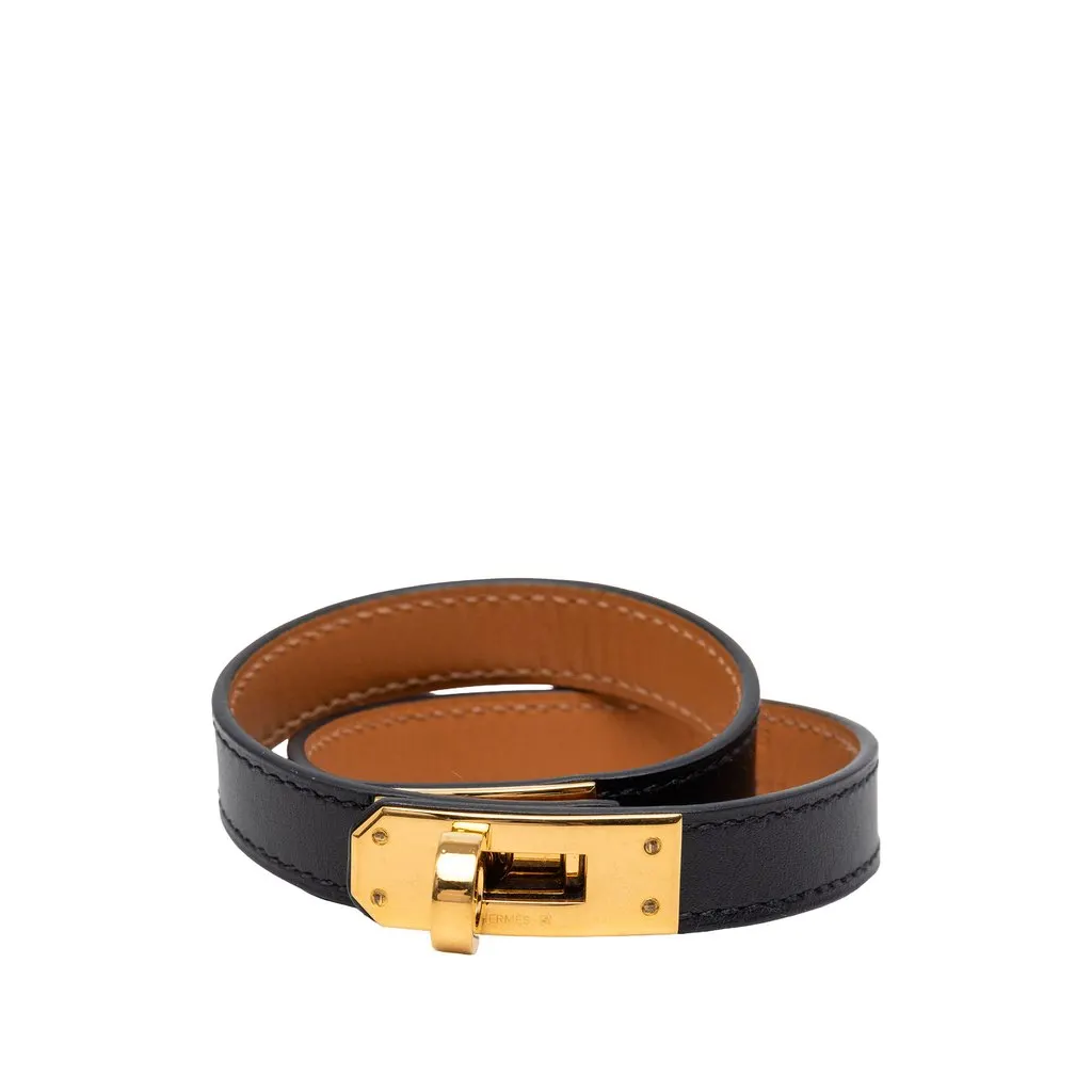 Hermès Swift Kelly Double Tour Bracelet Black Leather Very good - Front View