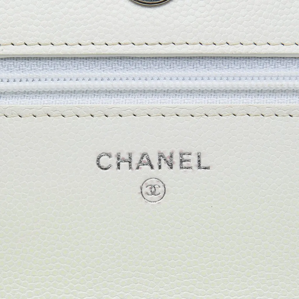 Chanel Quilted Caviar My Everything Wallet on Chain White Leather Very good - Box View