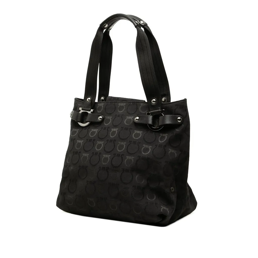 Salvatore Ferragamo Gancini Canvas Tote Black Canvas Good - Back View
