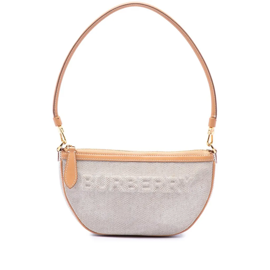 Burberry Mini Embossed Logo Canvas Olympia Shoulder Bag