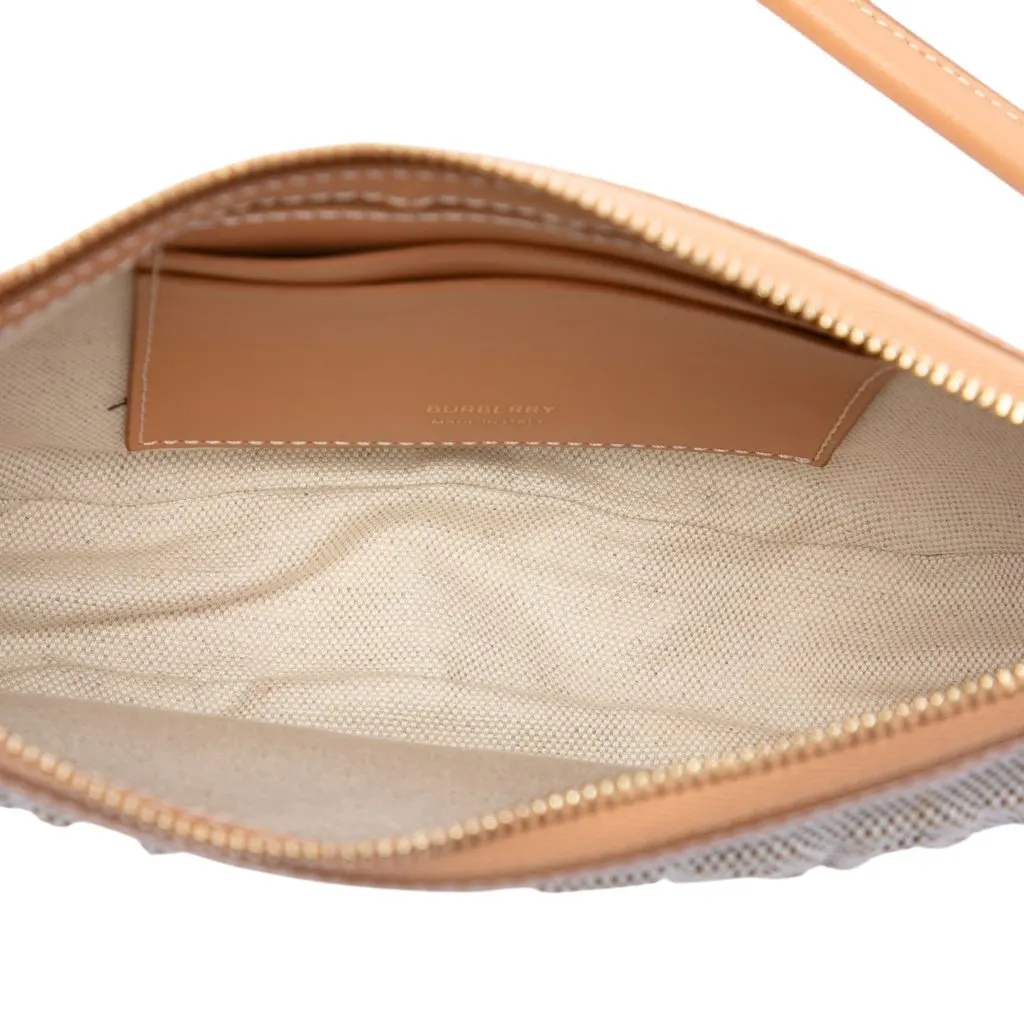 Burberry Mini Embossed Logo Canvas Olympia Shoulder Bag Brown Canvas Good - Model View
