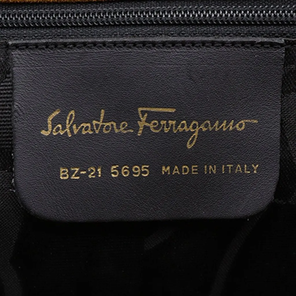 Salvatore Ferragamo Stitched Suede Tassel Crossbody Brown Leather Very good - Box View