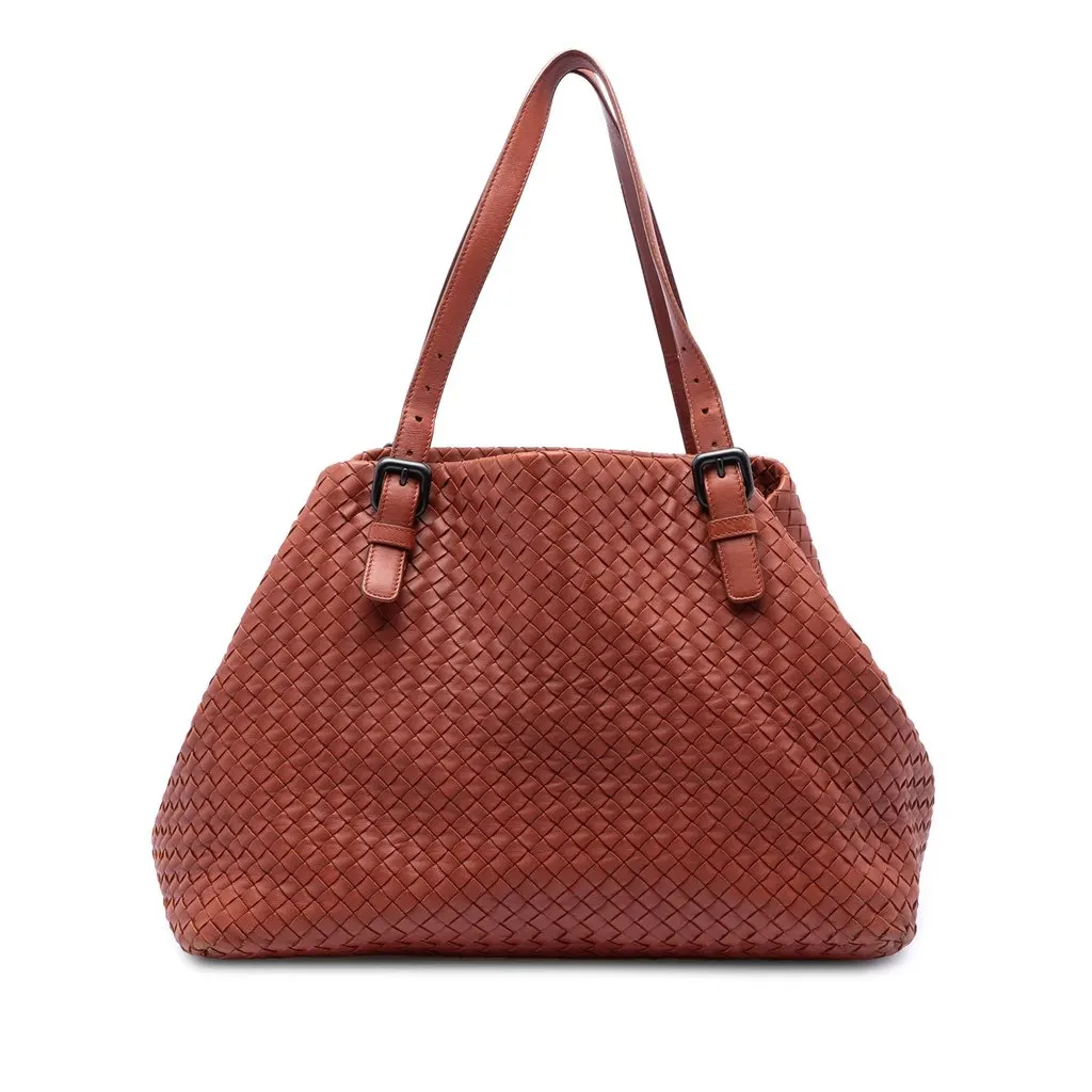 Bottega Veneta Large Nappa Intrecciato Cesta Tote Red Leather Very good - Front View