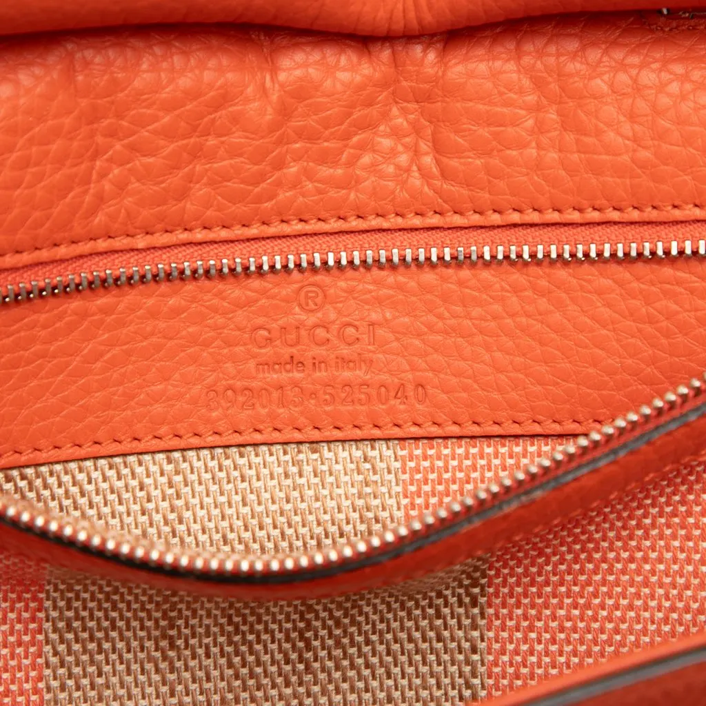 Gucci Medium Leather Bamboo Daily Satchel Orange Leather Very good - Box View