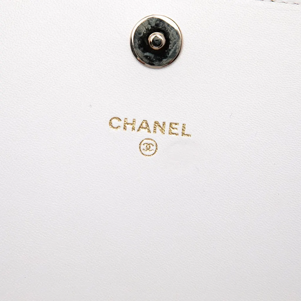 Chanel Quilted Lambskin Book Wallet On Chain Black Leather Very good - Box View