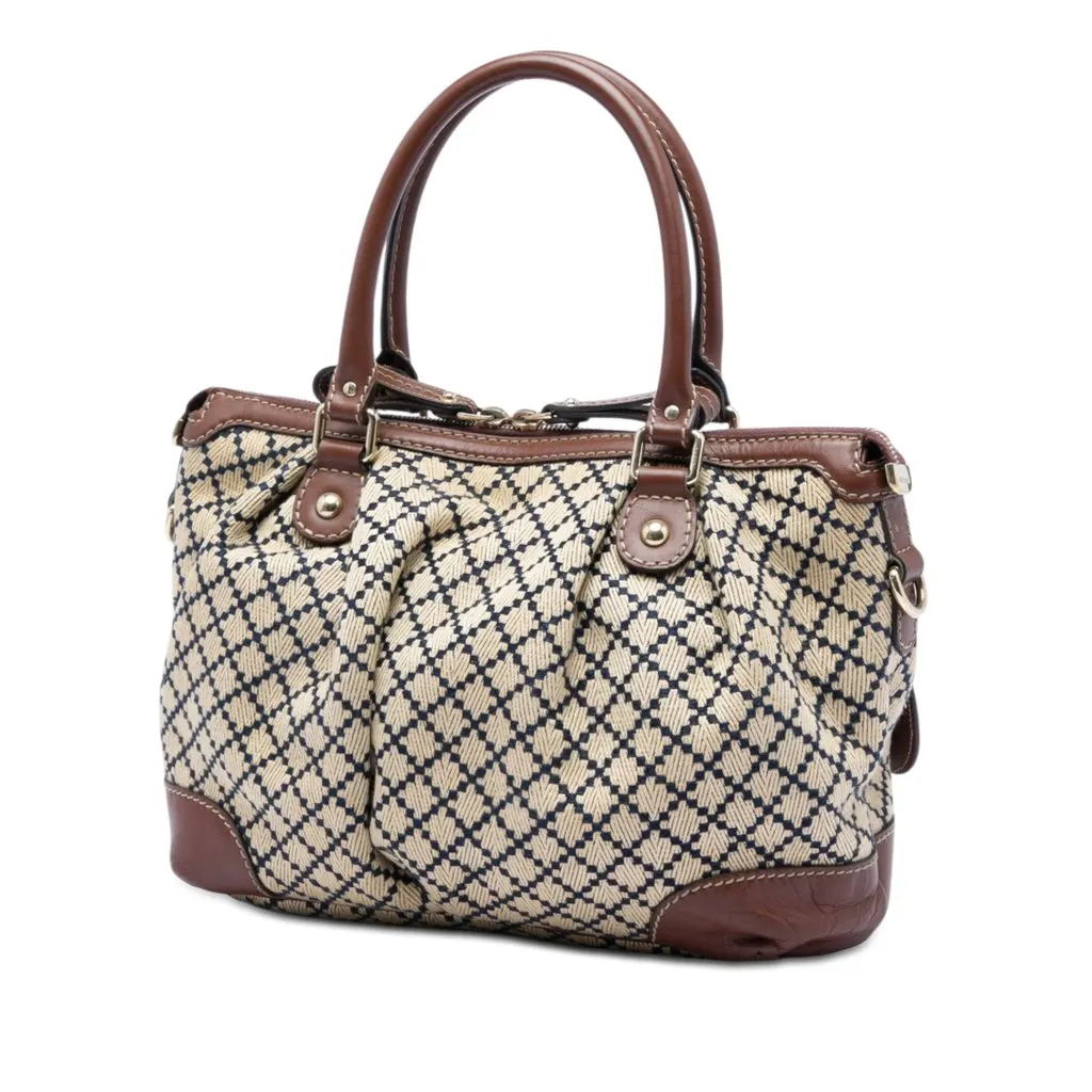 Gucci Diamante Canvas Sukey Satchel Beige Very good - Back View