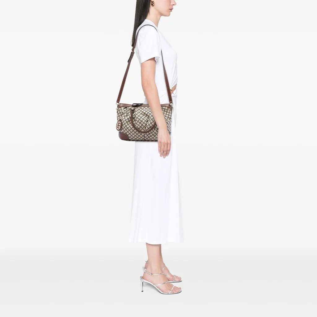 Gucci Diamante Canvas Sukey Satchel Beige Very good - Box View
