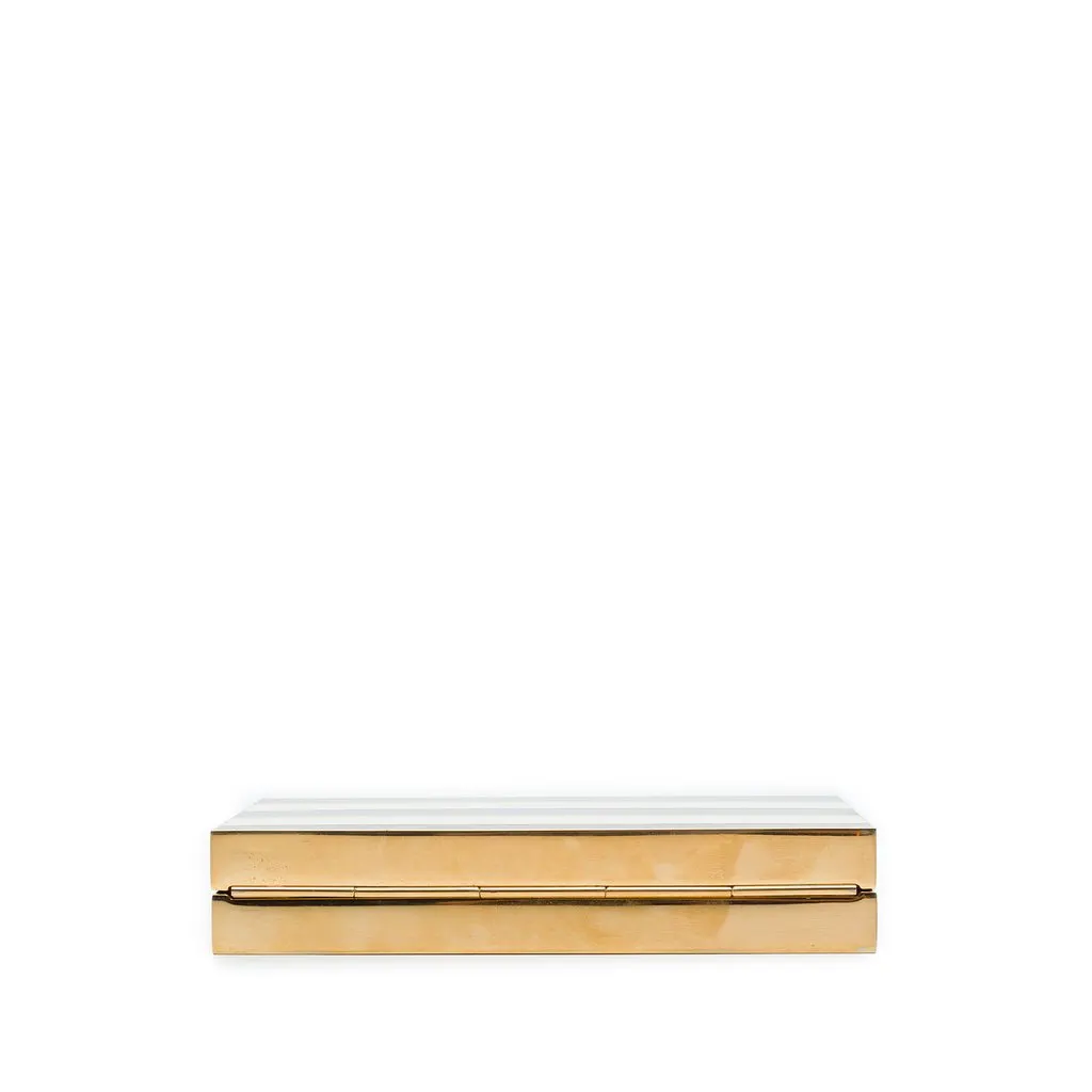 Valentino Striped Enamel and Gold Plated Box Minaudiere Clutch on Chain Black Enamel Very good - Inside View