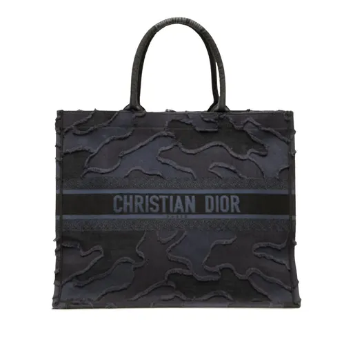Dior كبيرة مطرّزة قماش Camouflage بوك حقيبة توت