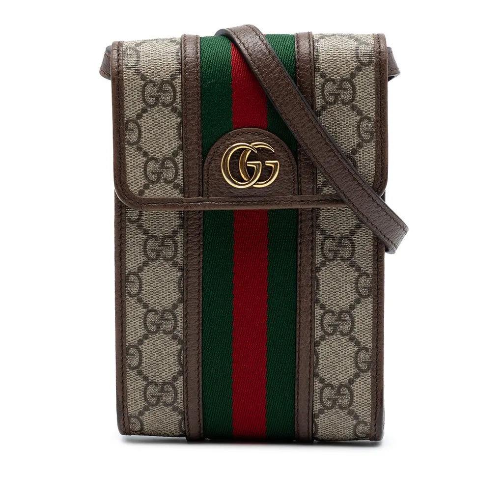 Gucci Mini GG Supreme Web Ophidia Crossbody Beige Very good - Front View