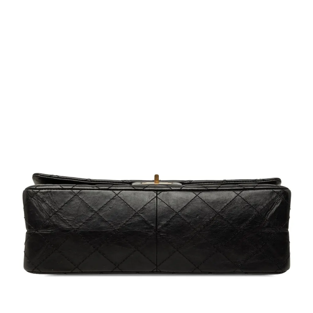 Chanel Quilted Aged Calfskin Reissue 2.55 Double Flap 226 Black Leather Good - Inside View