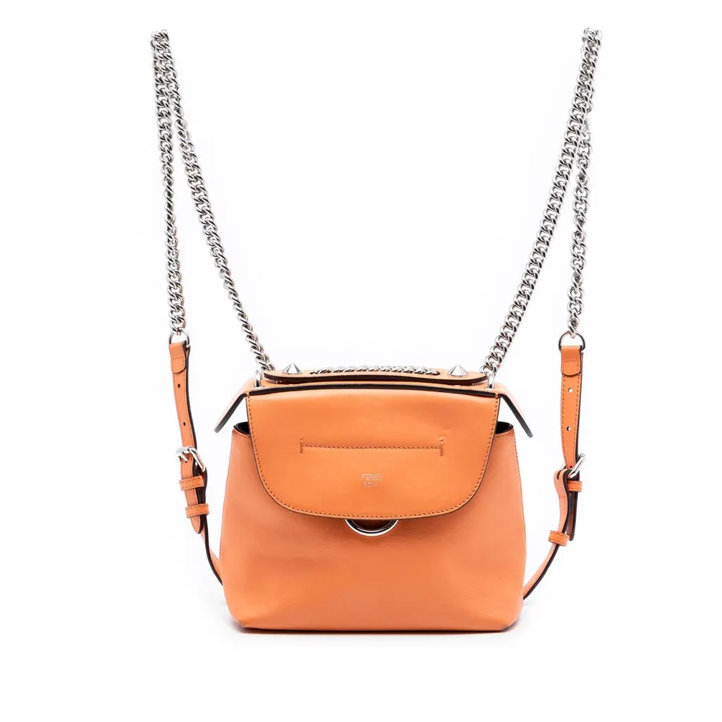 Fendi Mini Leather Back To School Backpack Orange Leather Very good - Front View