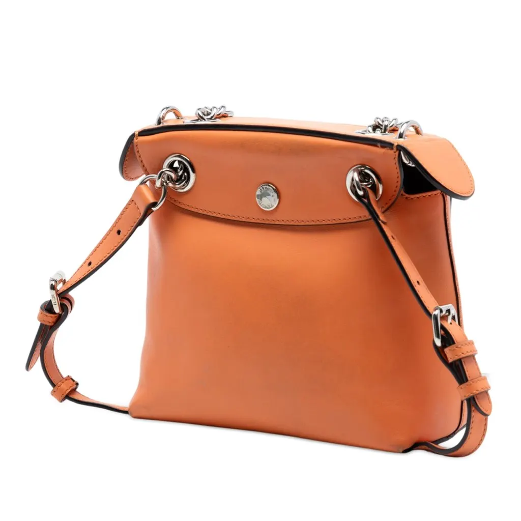 Fendi Mini Leather Back To School Backpack Orange Leather Very good - Back View