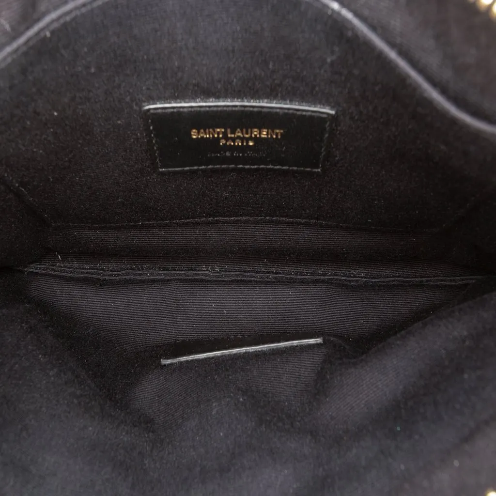 Saint Laurent Large Grain De Poudre Matelasse Cassandre Zip Pouch Black Leather Very good - Model View