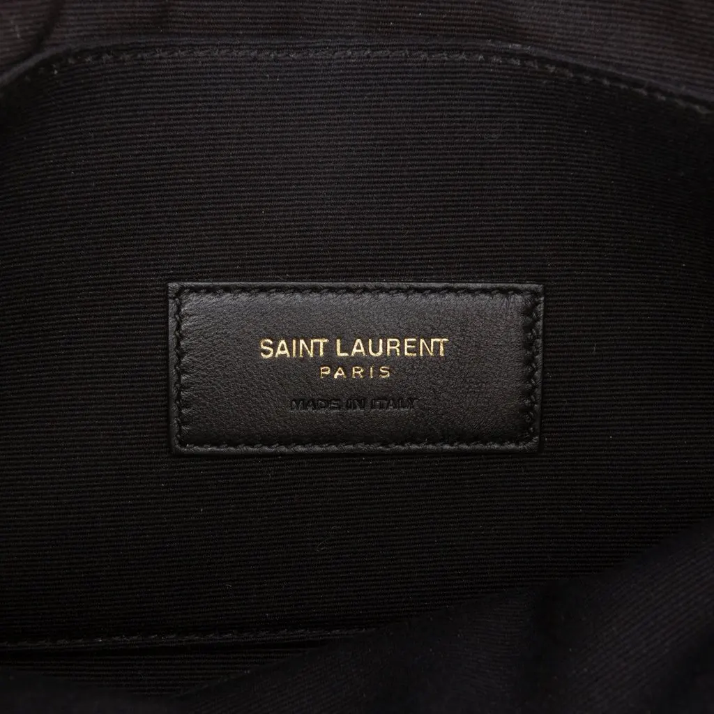 Saint Laurent Large Grain De Poudre Matelasse Cassandre Zip Pouch Black Leather Very good - Box View