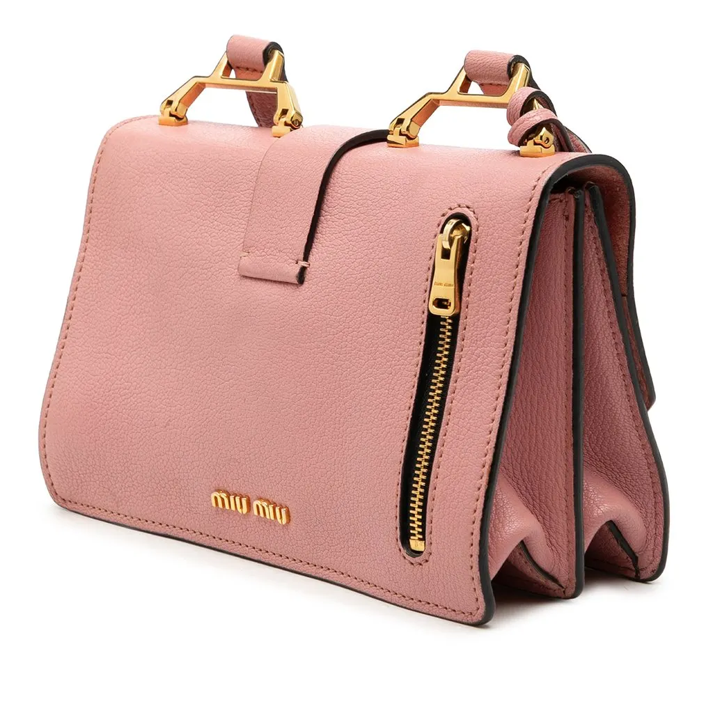 Miu Miu Goatskin Madras Crossbody Pink Leather Very good - Back View