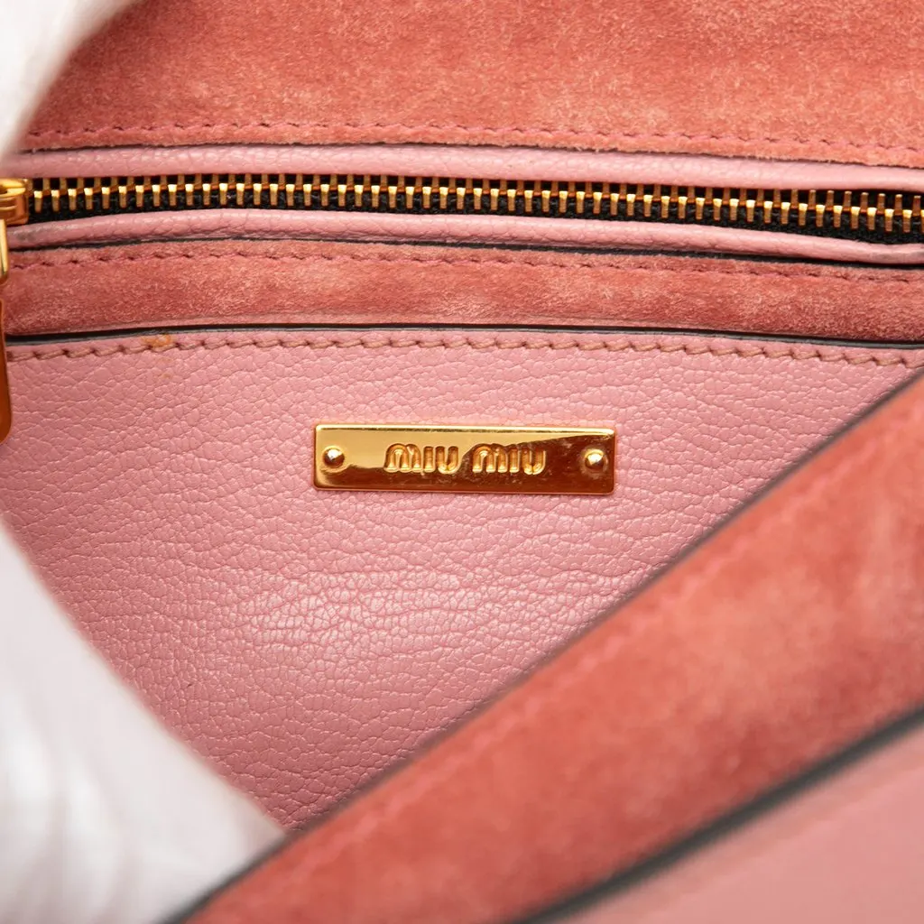 Miu Miu Goatskin Madras Crossbody Pink Leather Very good - Box View