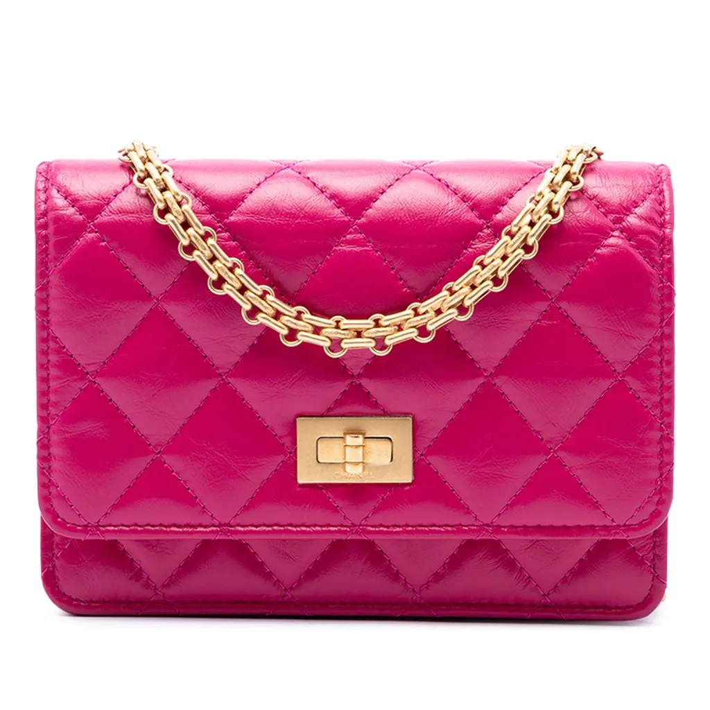 Chanel Mini Quilted Aged Calfskin Reissue 2.55 Wallet on Chain