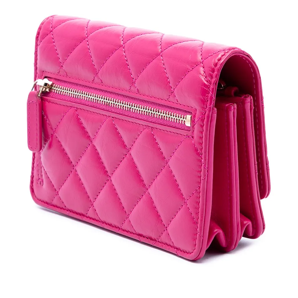 Chanel Mini Quilted Aged Calfskin Reissue 2.55 Wallet on Chain Pink Leather Very good - Back View