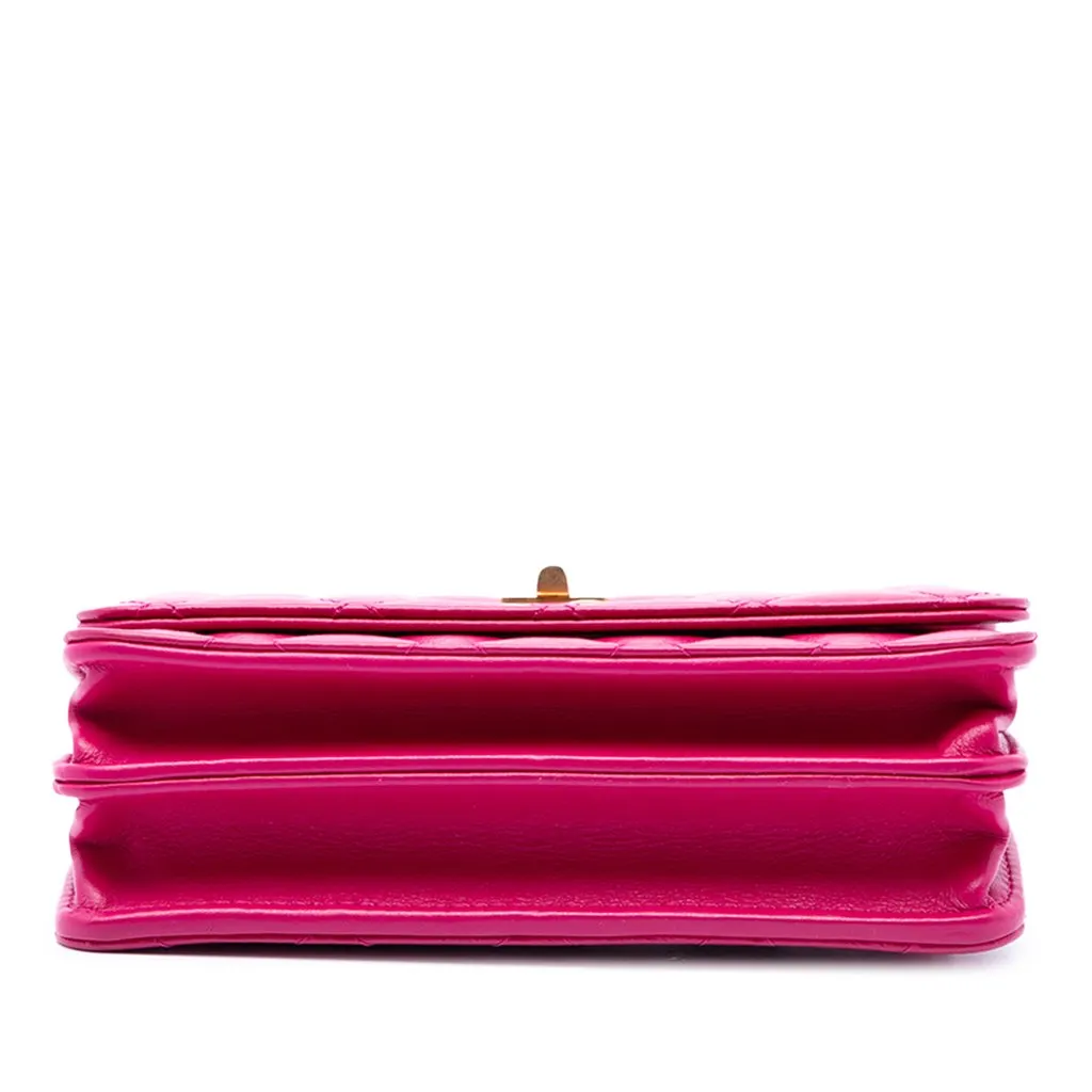 Chanel Mini Quilted Aged Calfskin Reissue 2.55 Wallet on Chain Pink Leather Very good - Inside View
