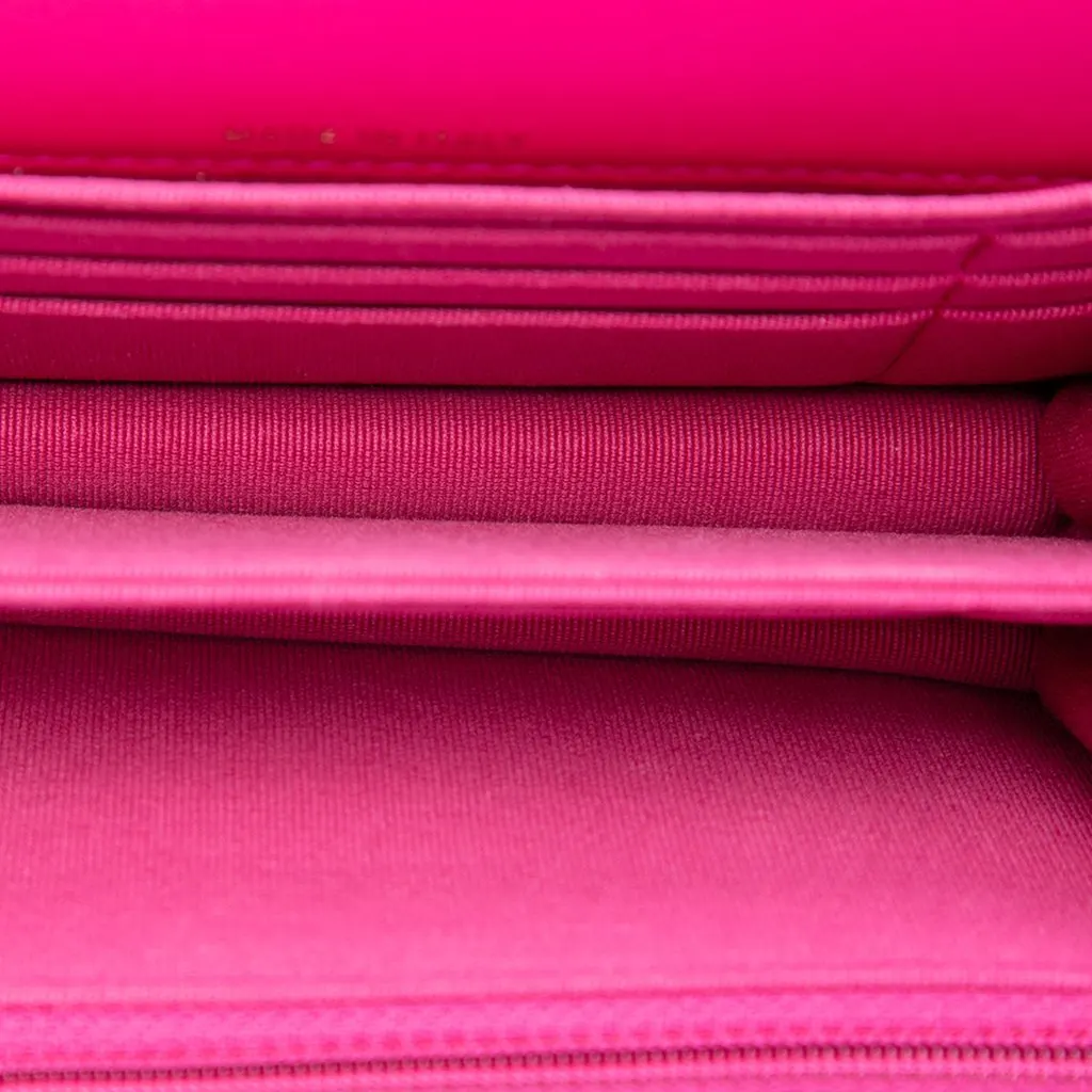 Chanel Mini Quilted Aged Calfskin Reissue 2.55 Wallet on Chain Pink Leather Very good - Model View