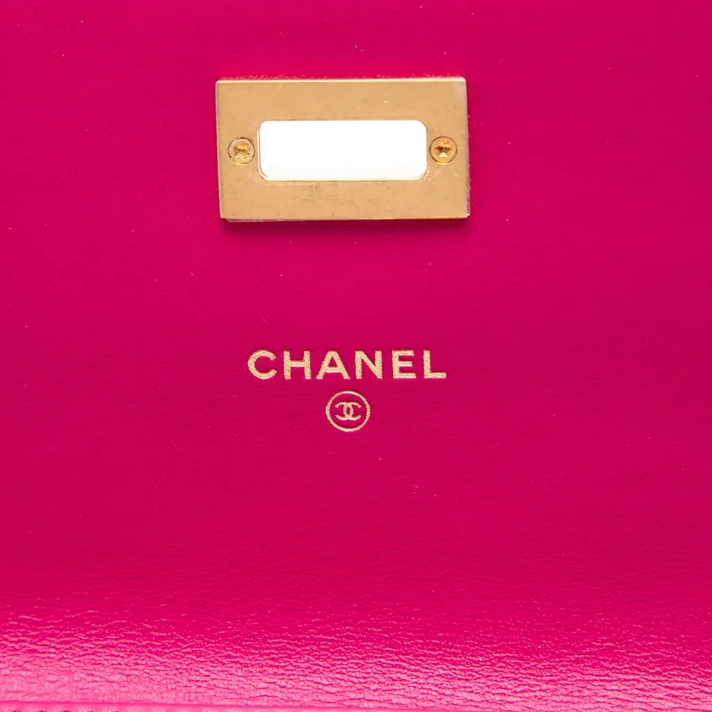 Chanel Mini Quilted Aged Calfskin Reissue 2.55 Wallet on Chain Pink Leather Very good - Box View