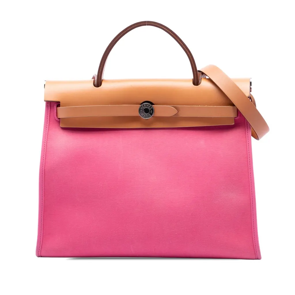 Hermès Toile Herbag Zip 31 Pink Canvas Very good - Front View