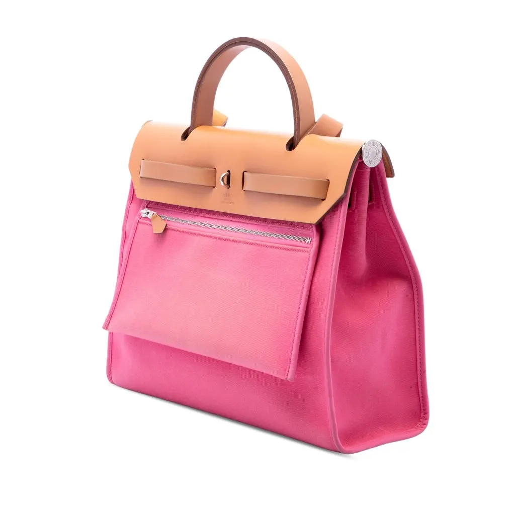 Hermès Toile Herbag Zip 31 Pink Canvas Very good - Back View