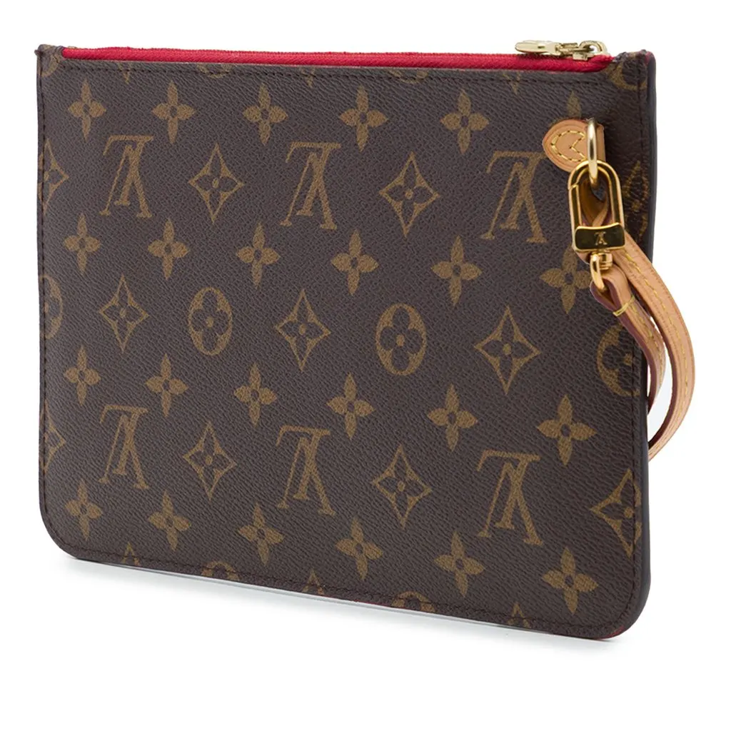Louis Vuitton Monogram Neverfull Pochette Brown Canvas Good - Back View