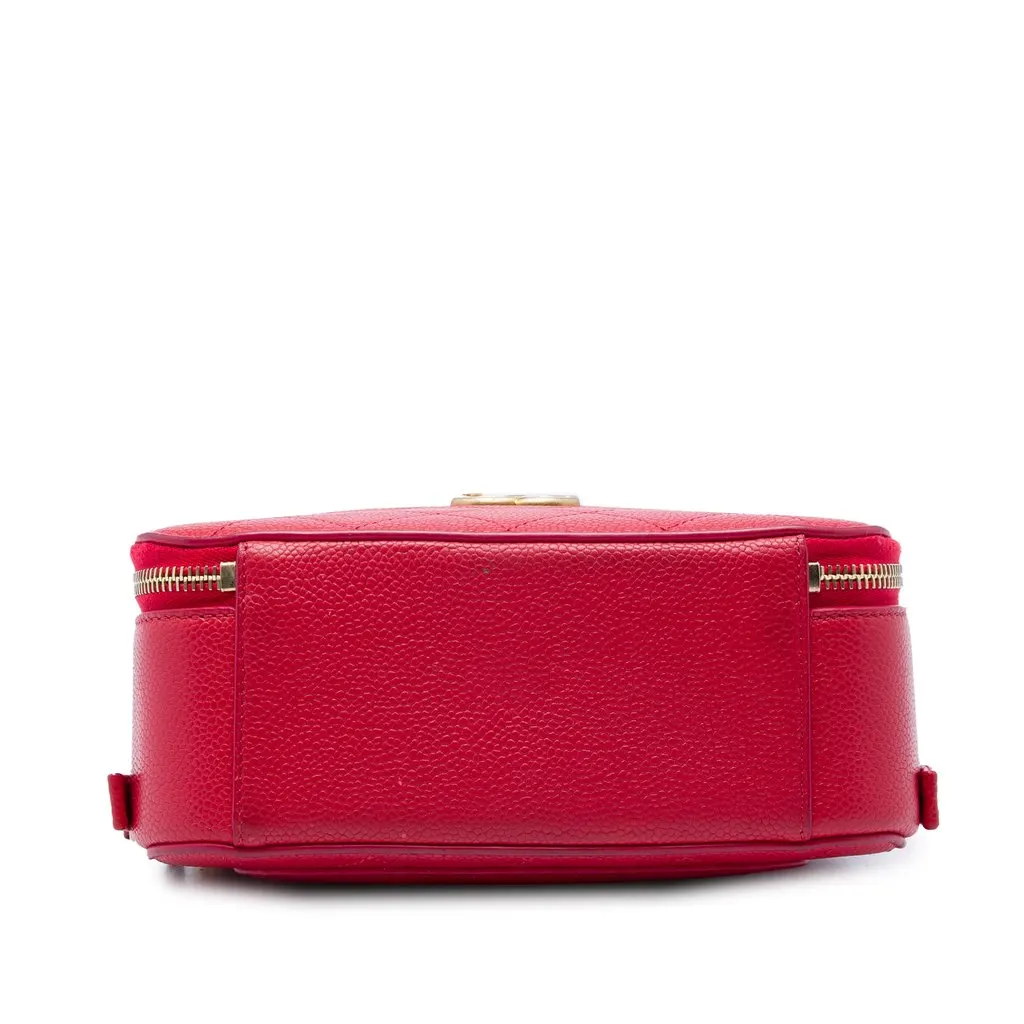 Chanel Small CC Quilted Caviar Top Handle Camera Bag Red Leather Very good - Inside View