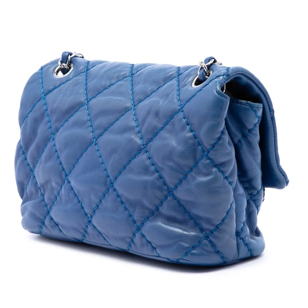 Chanel Small Calfskin Love Me Tender Flap Blue Leather Very good - Back View