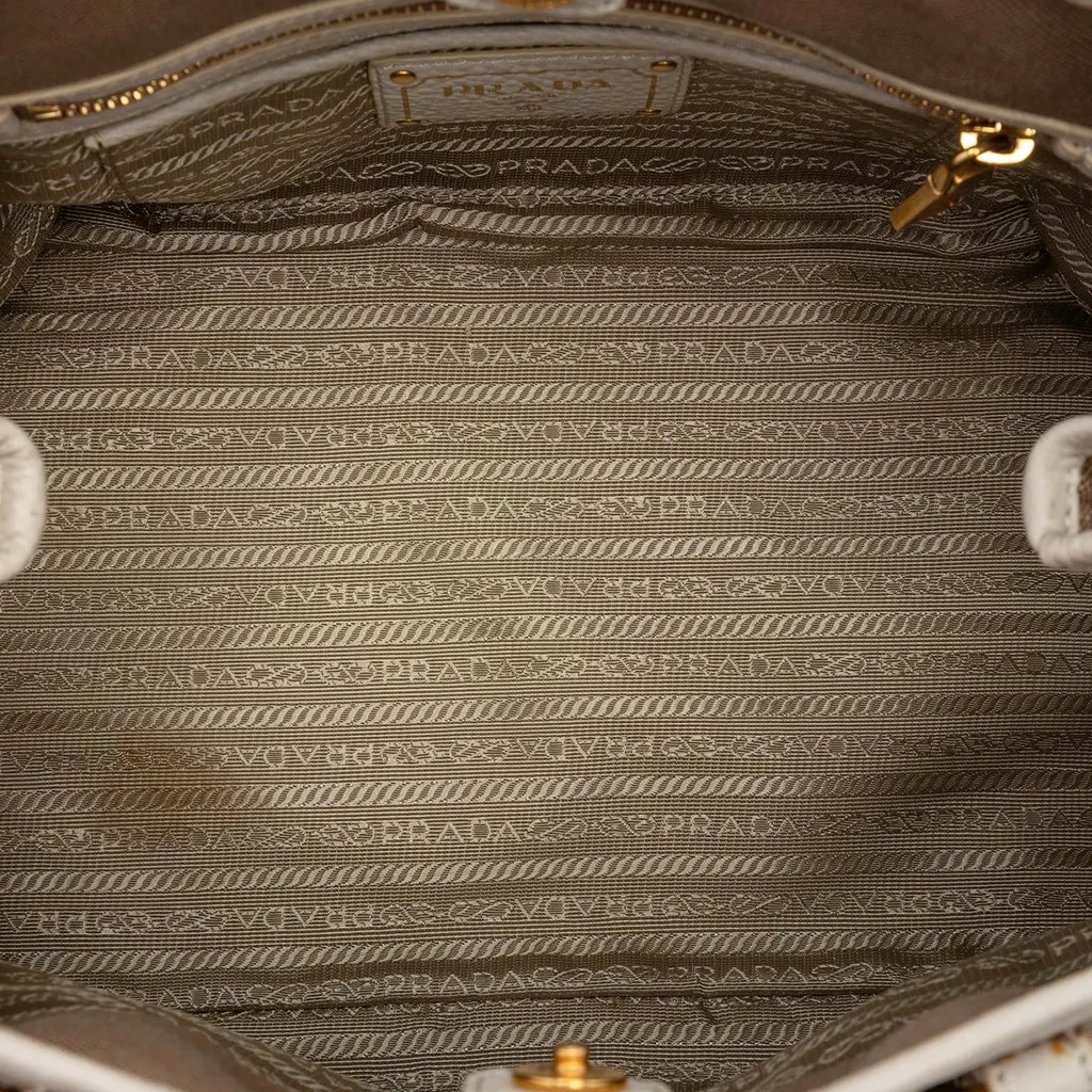 Prada Canvas Canapa Logo Bow Satchel Beige Very good - Model View