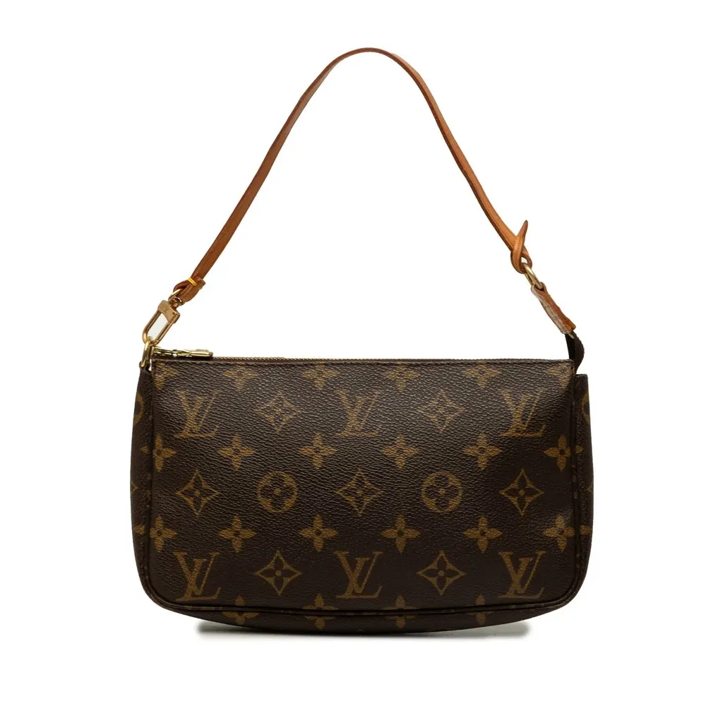 Louis Vuitton Monogram Pochette Accessoires Brown Canvas Good - Front View