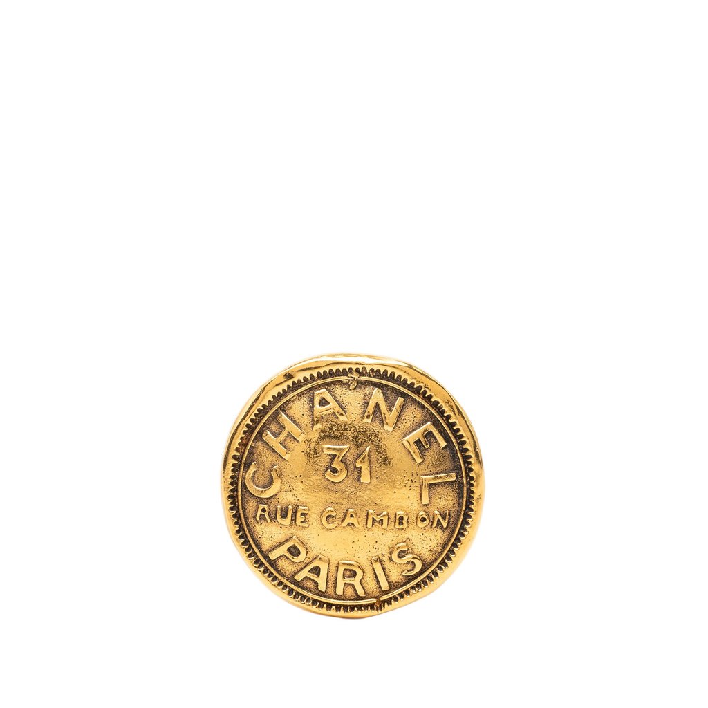 Chanel CC Gold Plated 31 Rue Cambon Brooch Gold Metal