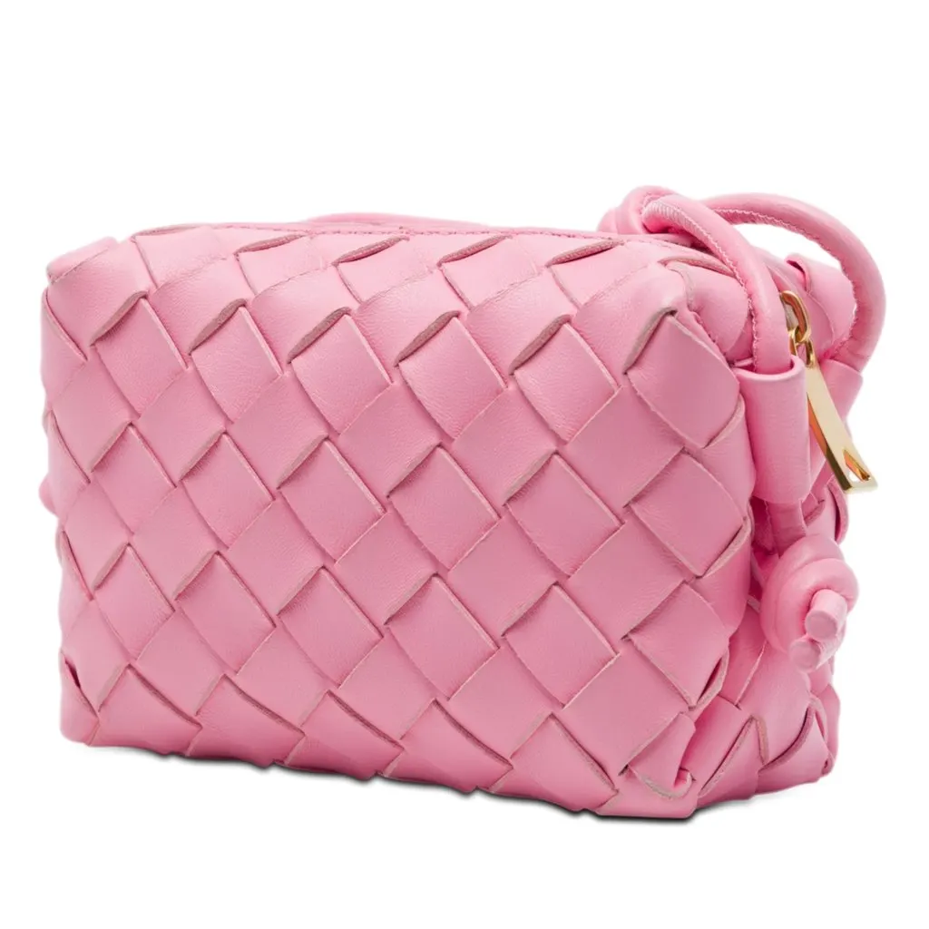Bottega Veneta Candy Lambskin Intrecciato Loop Camera Bag Pink Leather Very good - Back View