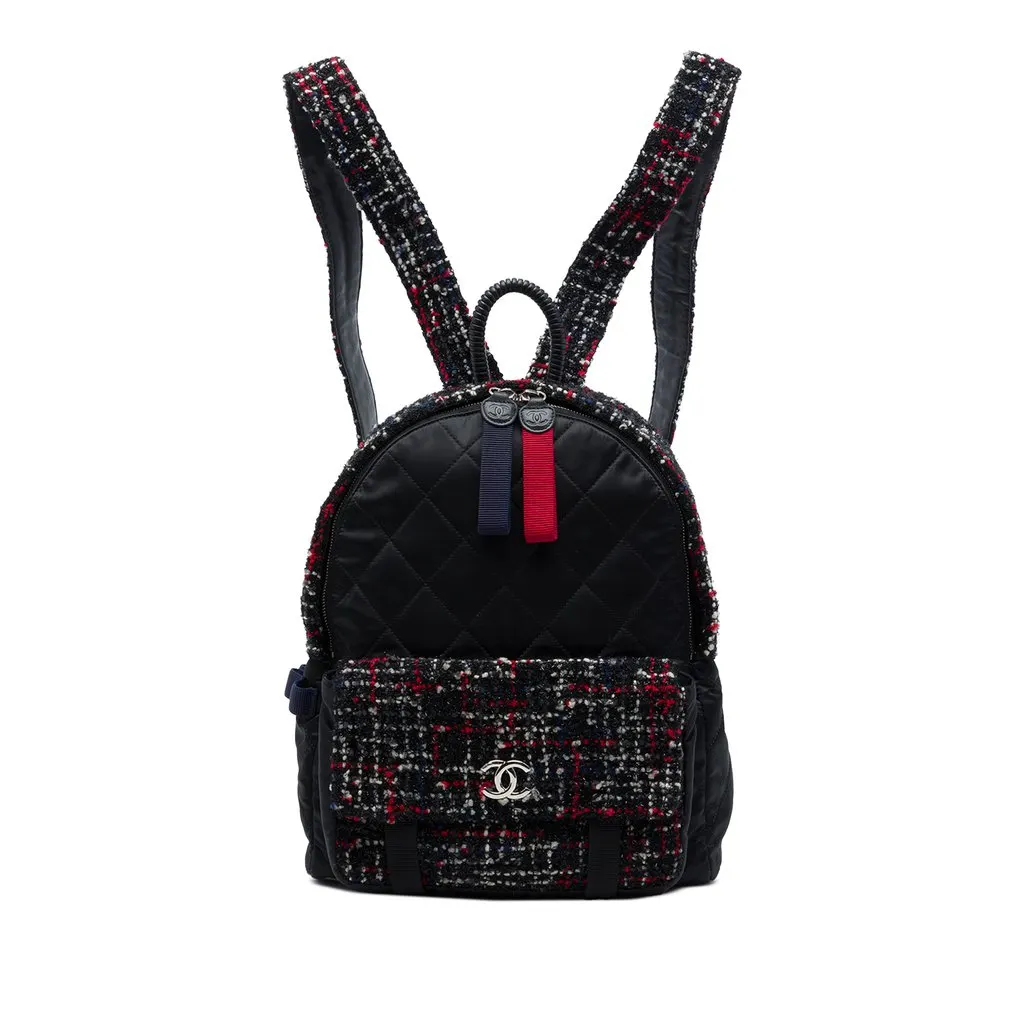 Chanel Quilted Nylon and Tweed Astronaut Essentials Backpack Black Very good - Front View