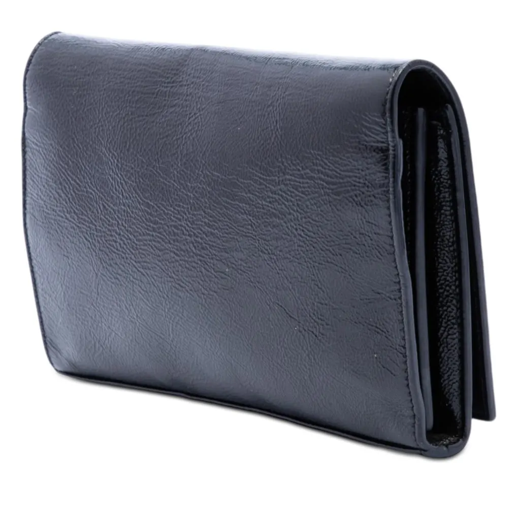 Saint Laurent Textured Patent Monogram Kate Wallet on Chain Black Leather Very good - Back View