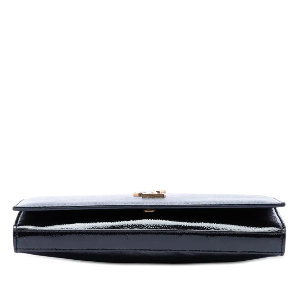 Saint Laurent Textured Patent Monogram Kate Wallet on Chain Black Leather Very good - Inside View