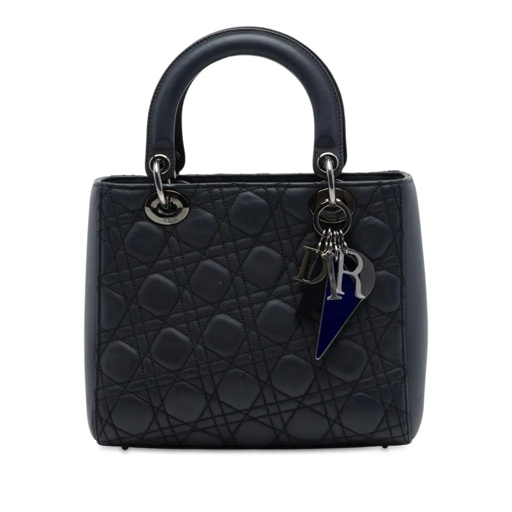 Dior Anselm Reyle Medium Lambskin Cannage Lady Dior Black Leather Very good - Front View