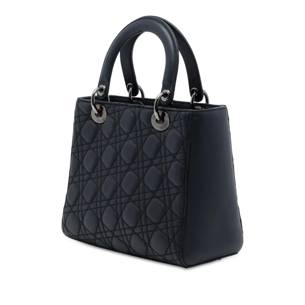 Dior Anselm Reyle Medium Lambskin Cannage Lady Dior Black Leather Very good - Back View