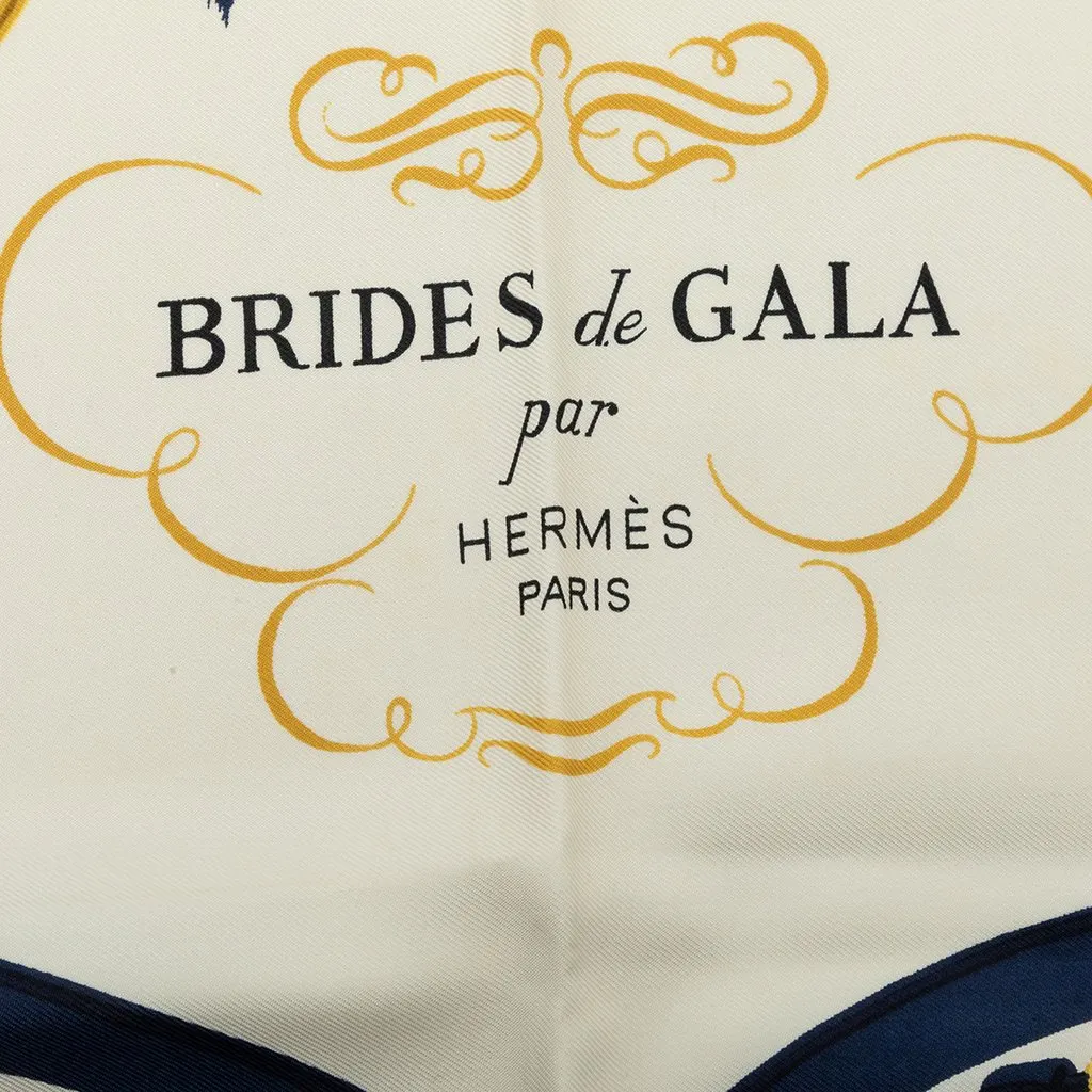 Hermès Brides de Gala Silk Scarf 90 White Silk Very good - Inside View