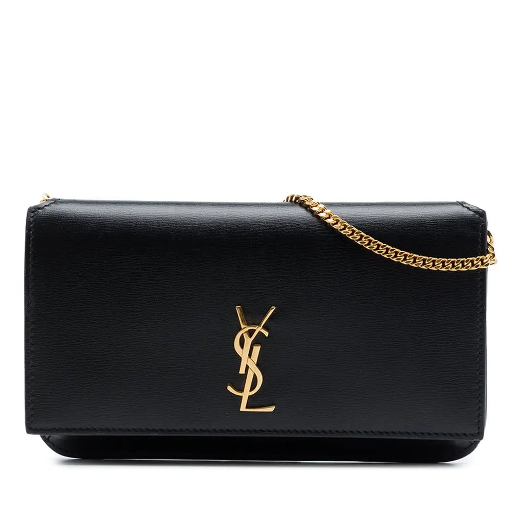 Saint Laurent Leather Monogram Kate Wallet On Chain Black Leather Very good - Front View