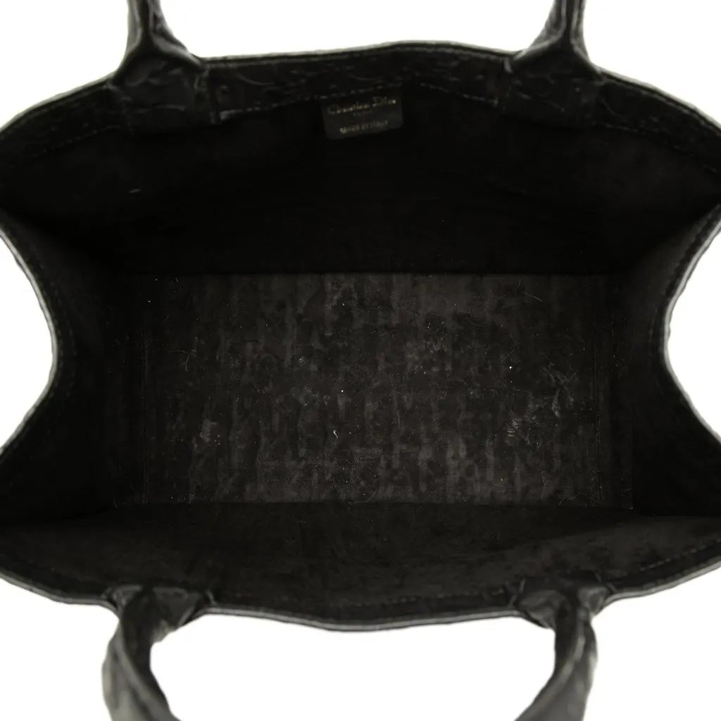 Dior Medium Oblique Embossed Leather Book Tote Black Leather Very good - Model View