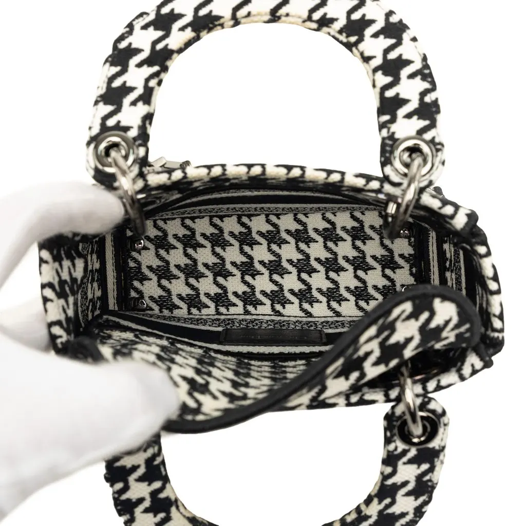 Dior Mini Embroidered Canvas Houndstooth Lady D Lite White Very good - Model View